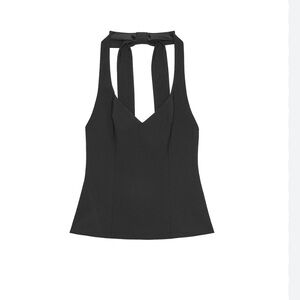 NWT Zara Black Halter with Back Bow Top | L